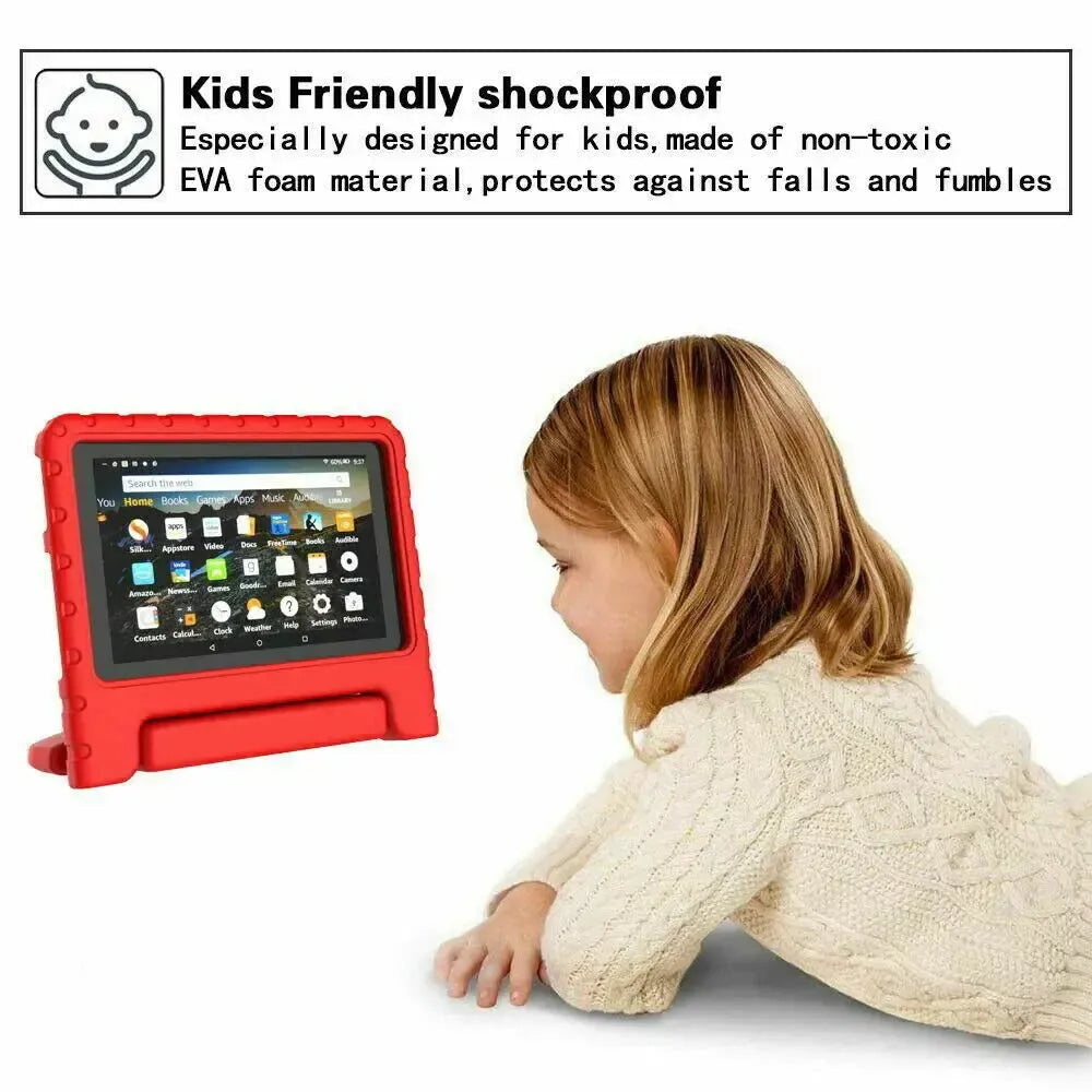 For Amazon Fire HD 8 2024 12th Gen Kids Case Shockproof Cover With Stand - Red
