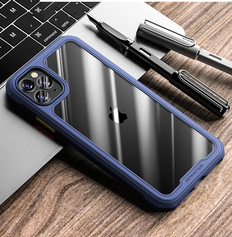 For Apple IPAKY iPhone 12 Mini (5.4") Hybrid Shockproof HD Transparent Dawn Case Blue
