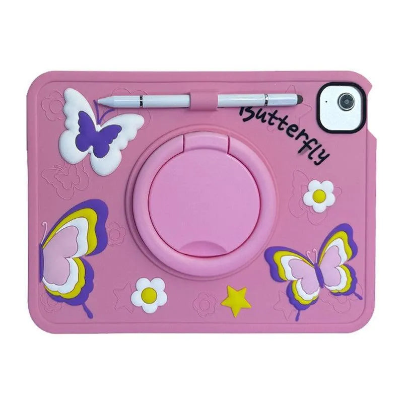 For Apple iPad 10.2" 2019 / 2020 / 2021 Kids Silicone Ring Case Pink