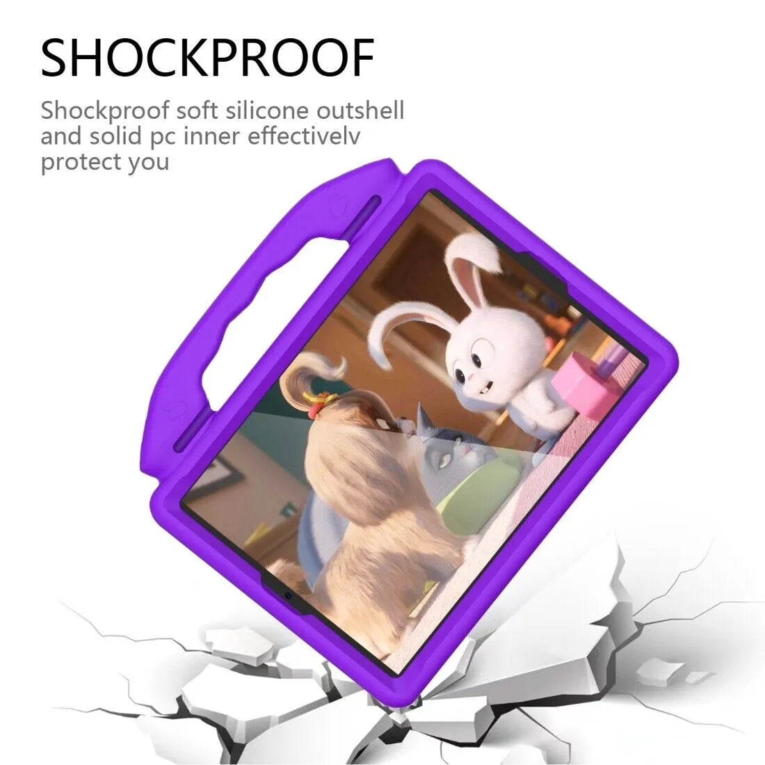 For Apple iPad 10.2 8th Gen 2020 Kids Friendly Case Shockproof Cover With Thumbs Up - Purple