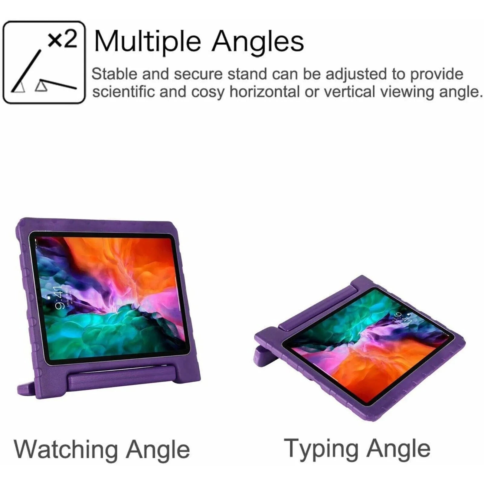 For Apple iPad Air 5 2022 5th Gen Kids Case Shockproof Cover With Stand Purple