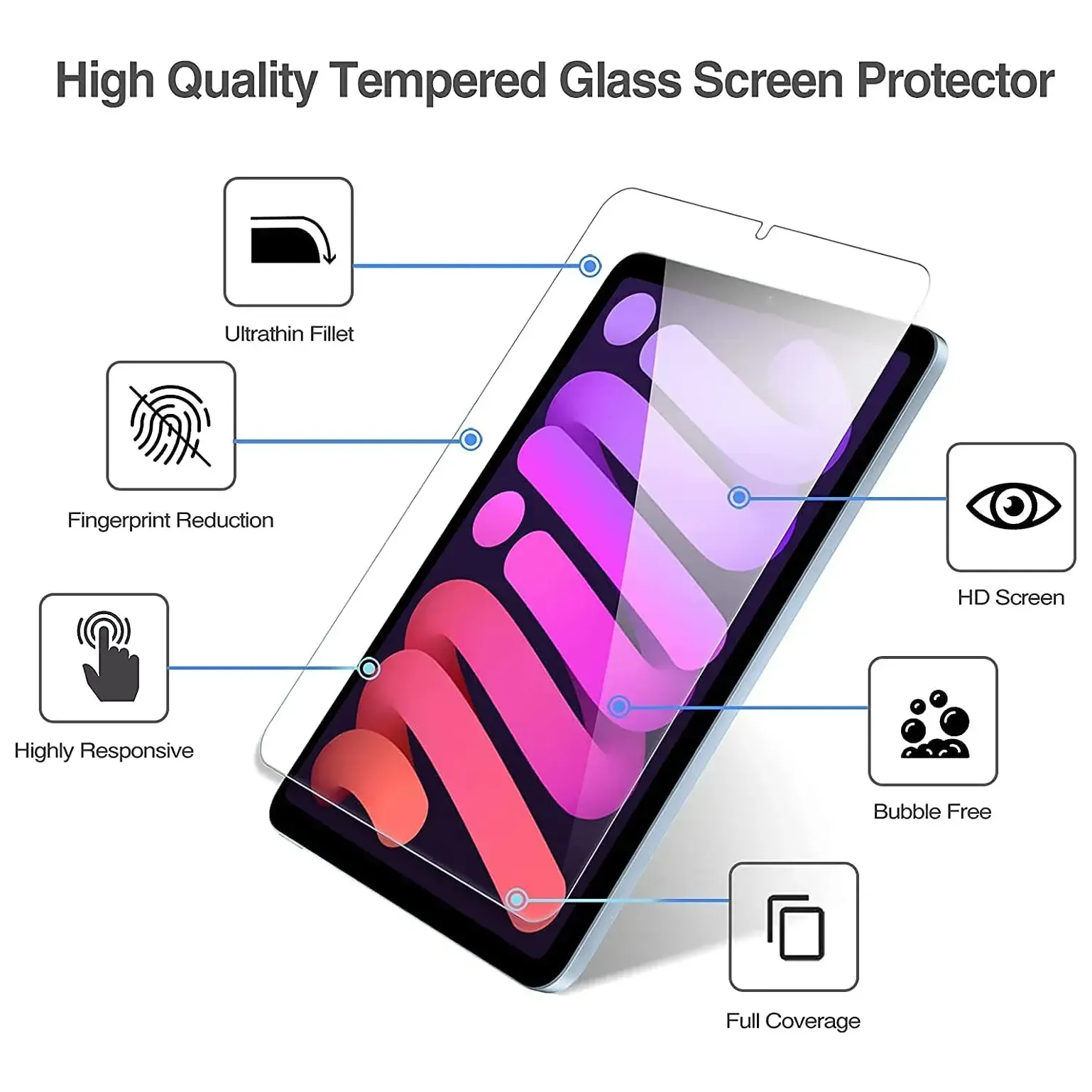 For Apple iPad Mini 6 2021 6th Gen Tempered Glass Screen Protector