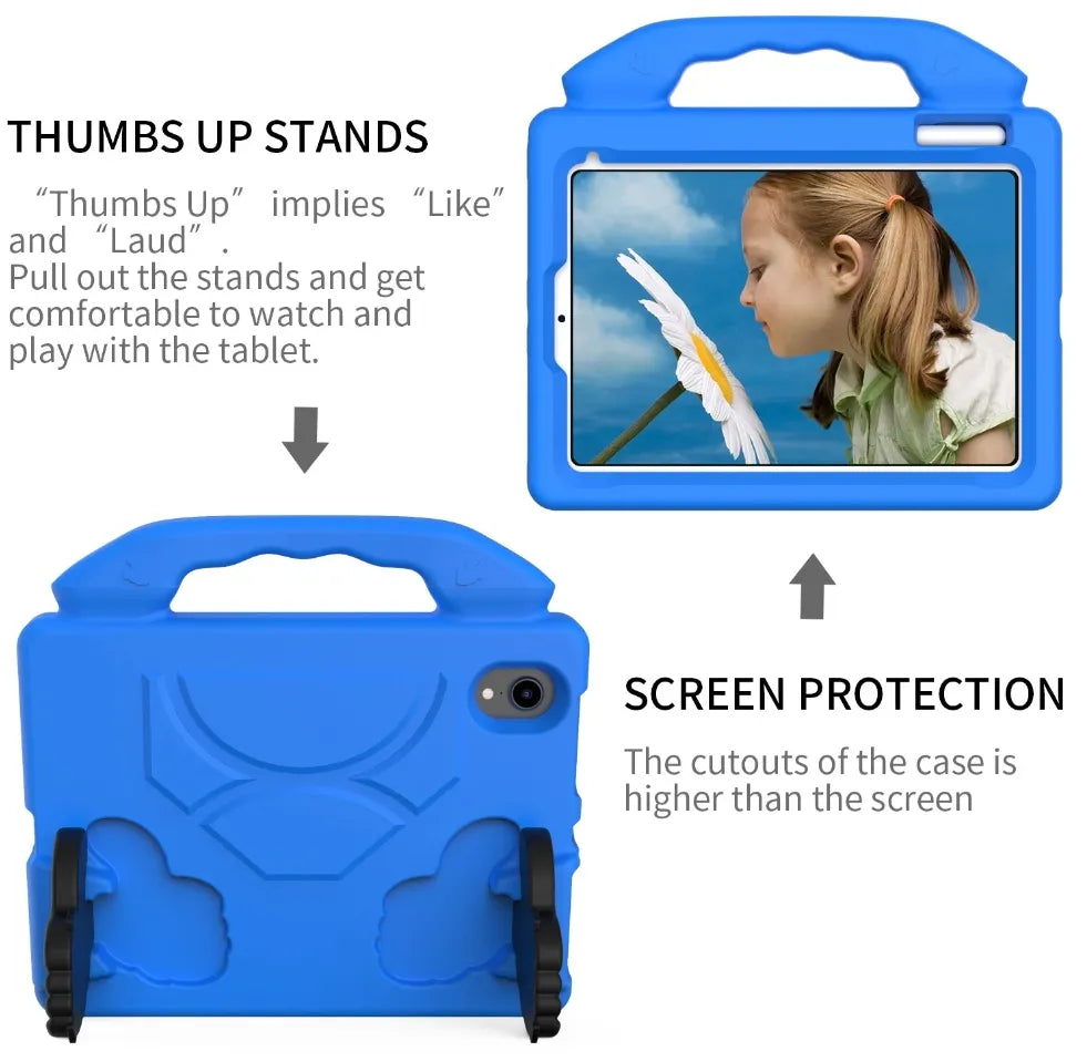 For Apple iPad Mini 6 Kids Friendly Case Shockproof Cover With Thumbs Up - Blue