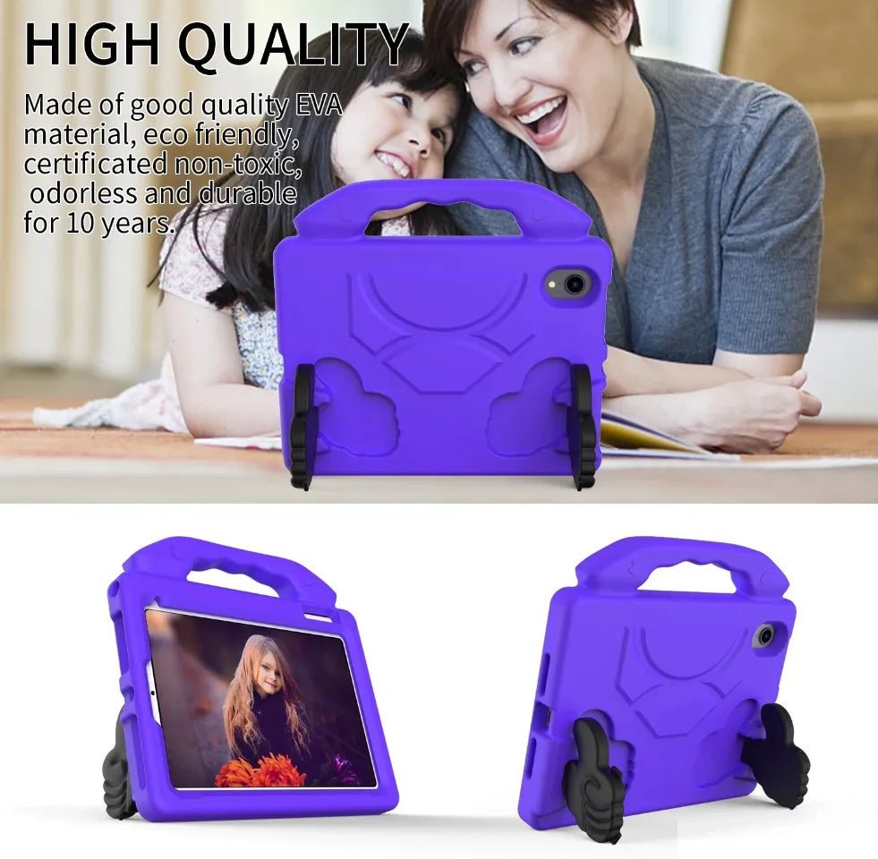 For Apple iPad Mini 6 Kids Friendly Case Shockproof Cover With Thumbs Up - Purple