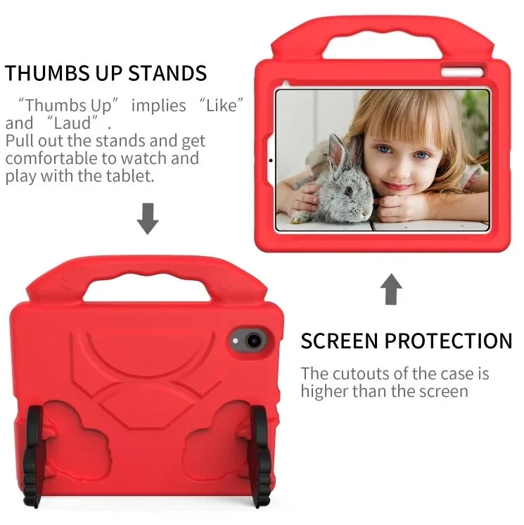 For Apple iPad Mini 6 Kids Friendly Case Shockproof Cover With Thumbs Up - Red