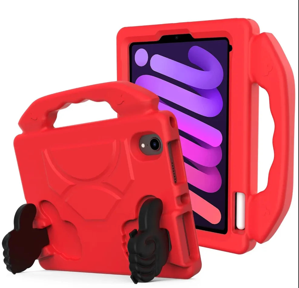 For Apple iPad Mini 6 Kids Friendly Case Shockproof Cover With Thumbs Up - Red