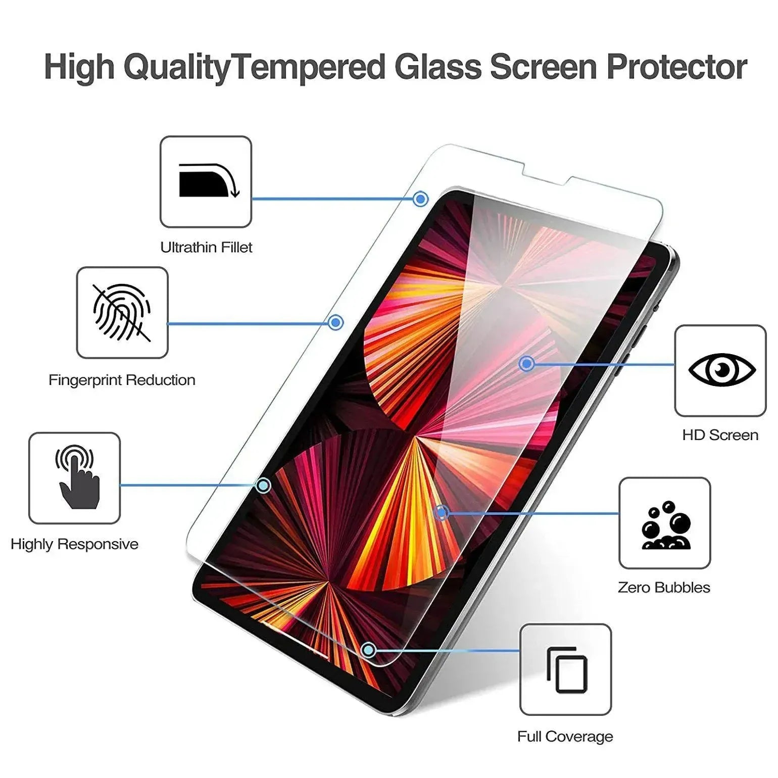 For Apple iPad Pro 11 2021 Tempered Glass Screen Protector