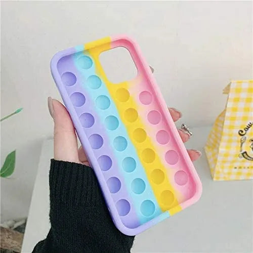 For Apple iPhone 11 6.1'' Push Pop Silicone Case Rainbow