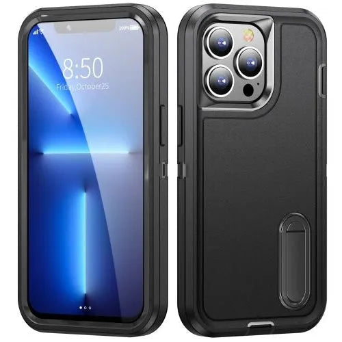 For Apple iPhone 11 (6.1'') Triple Defender with Stander Case Black