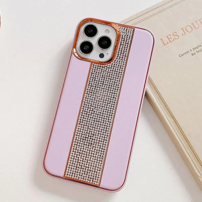 For Apple iPhone 11 Diamound Stripe Bling Case Purple