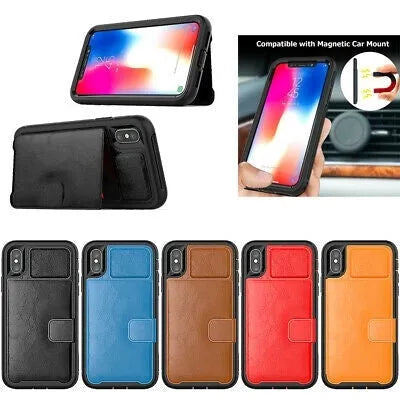 For Apple iPhone 11 Pro Max (6.5'') Magnetic Leather Card Holder Case Brown