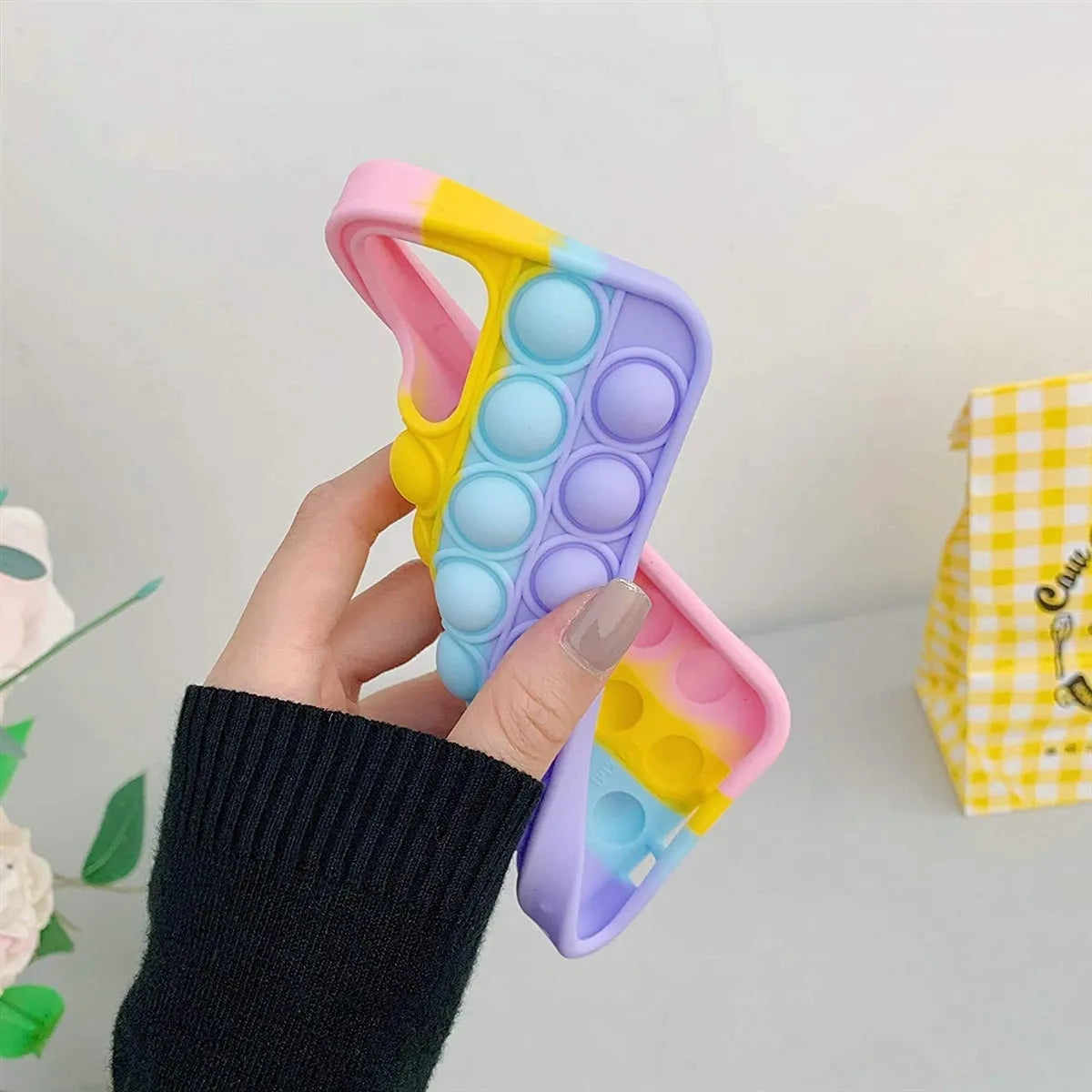 For Apple iPhone 11 Pro Max (6.5'') Push Pop Silicone Case Rainbow