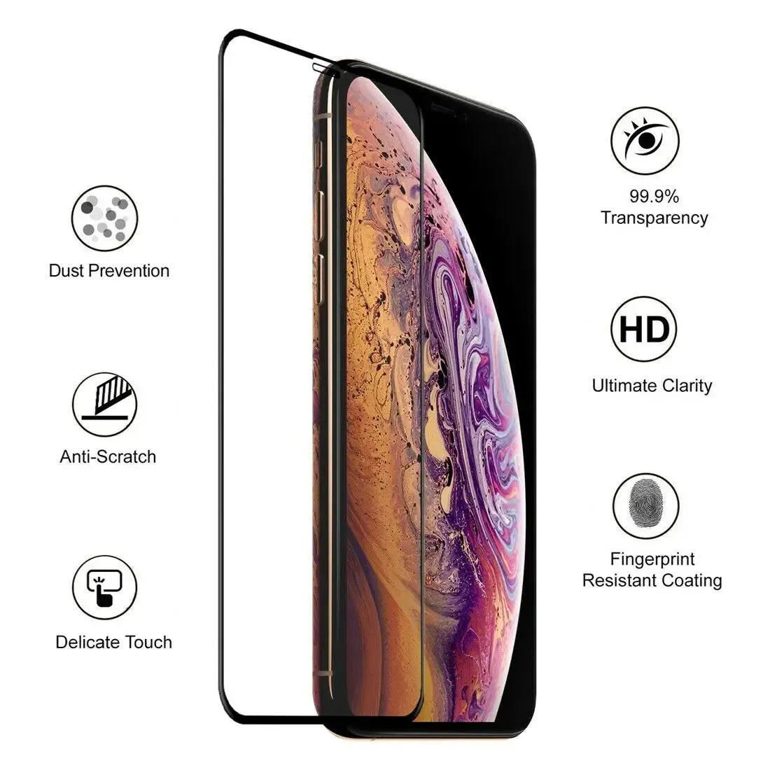 For Apple iPhone 11 Pro Max 9D Full Coverage Tempered Glass