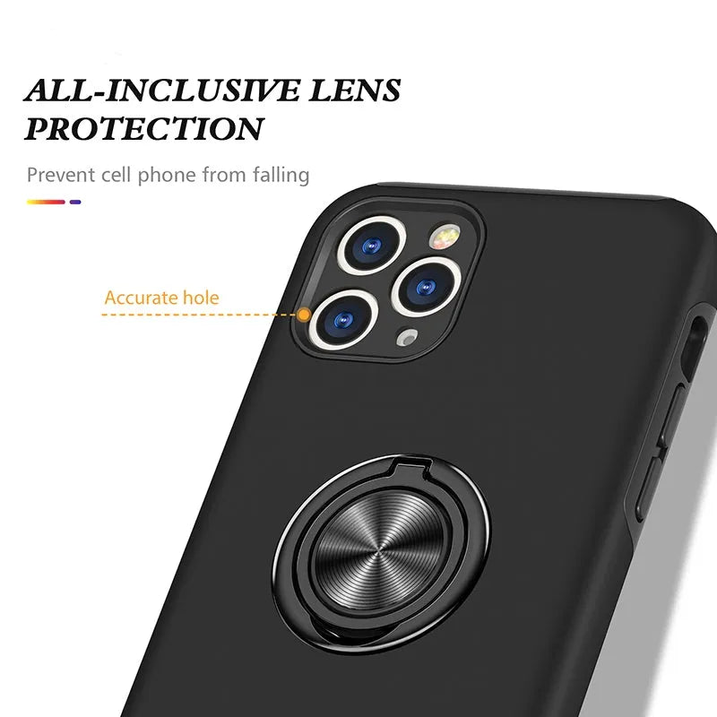 For Apple iPhone 11 Pro Max Dual Layer Invisible Ring Case Black