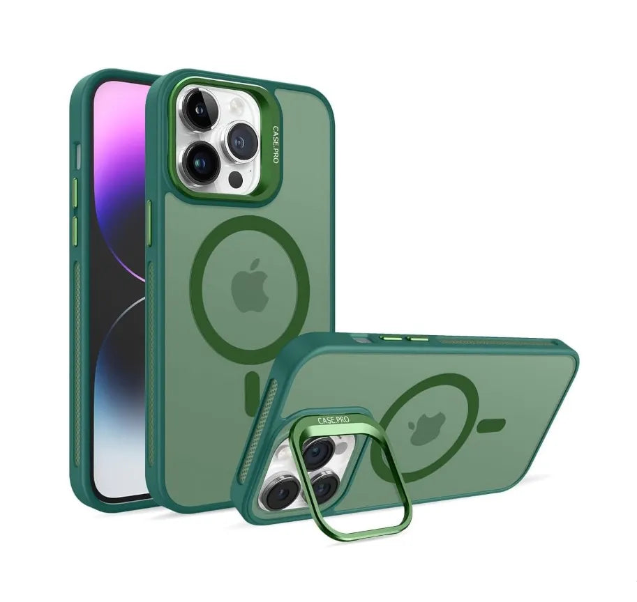 For Apple iPhone 12 / 12 Pro Skin-Feel Camera Lens Holder Magsafe Case Green