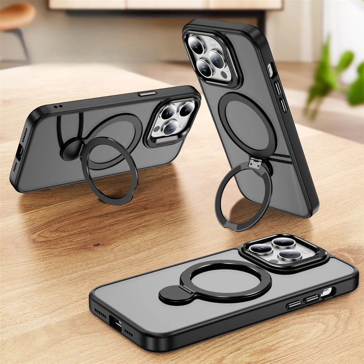 For Apple iPhone 12 / 12 Pro Udbasto Series Magsafe Ring Case Black