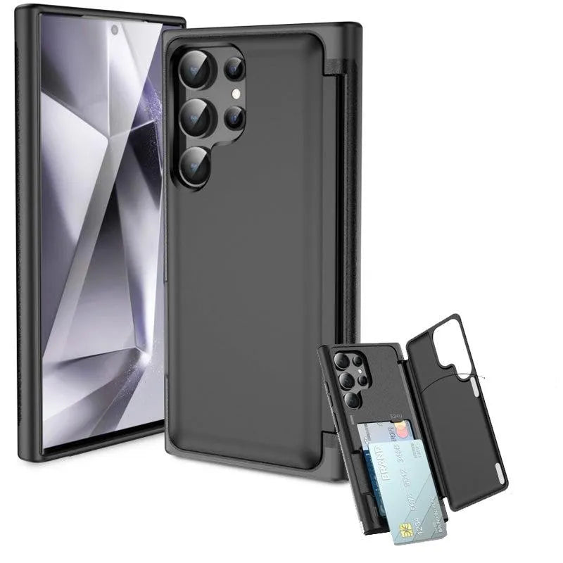 For Apple iPhone 12 Pro Max Flip Card Holder Case Black