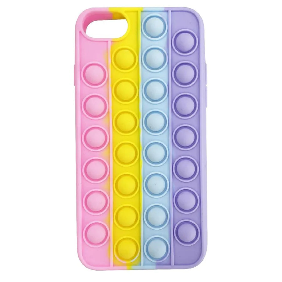 For Apple iPhone 12/12 Pro (6.1") Push Pop Silicone Case Rainbow