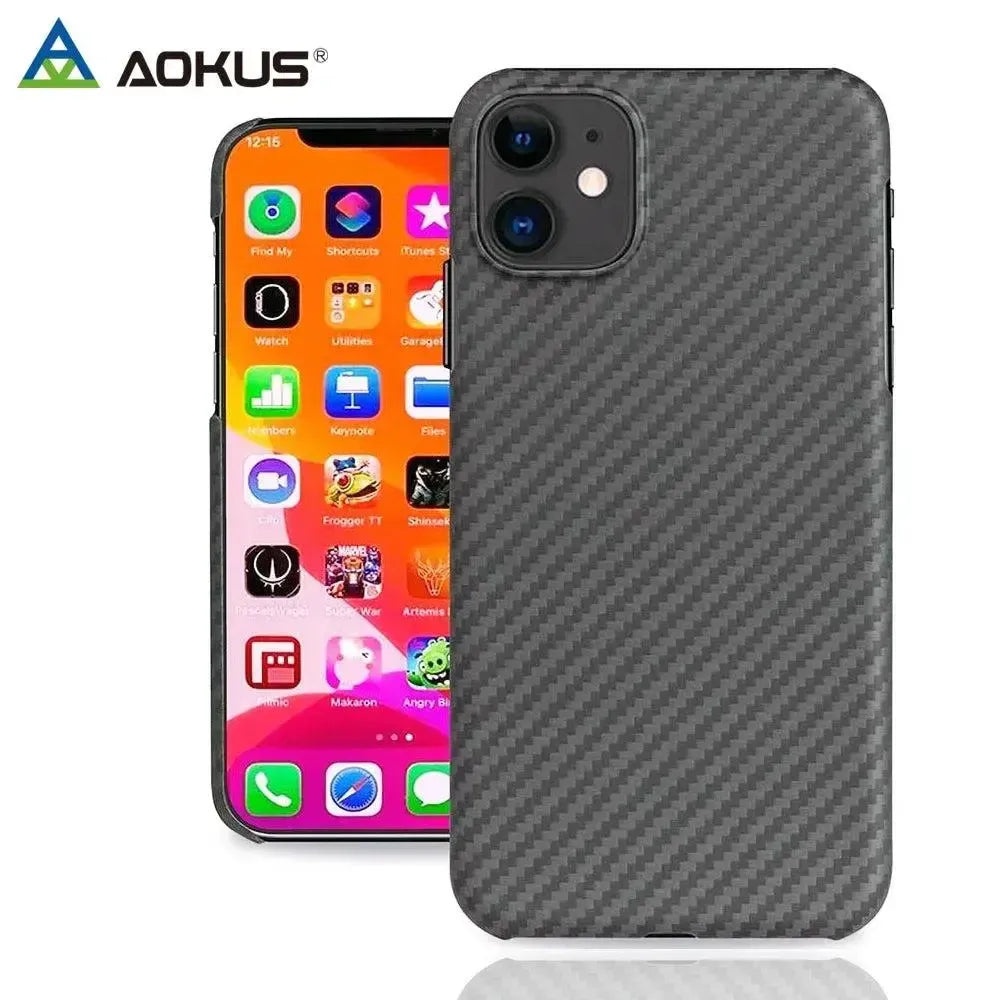 For Apple iPhone 13 Pro (6.1") Aokus Carbon Fiber Gel Case Black