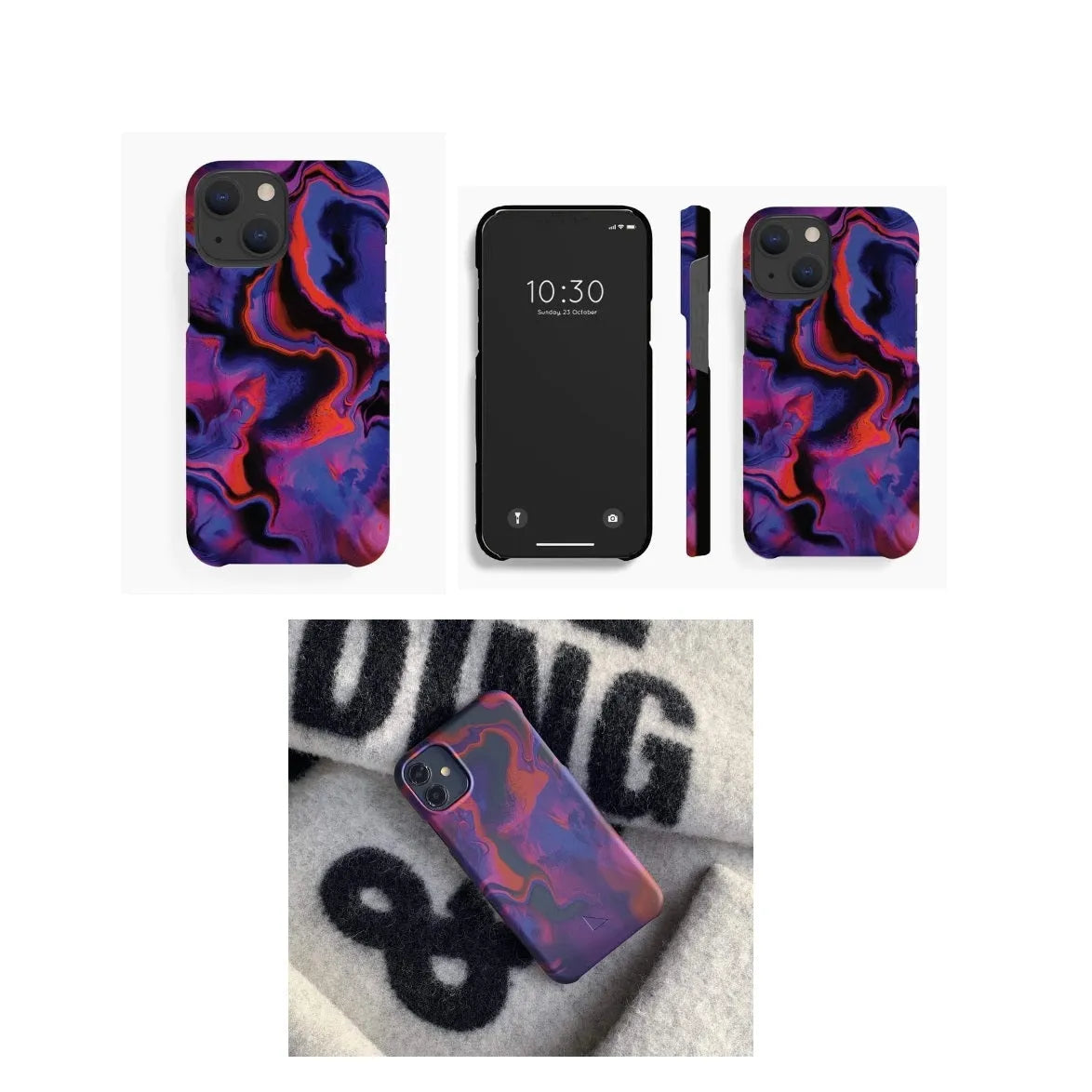 For Apple iPhone 13 Pro Plant Based Purple Red Marble Case