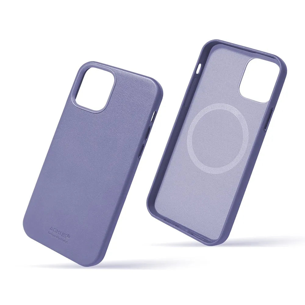 For Apple iPhone 13/14 Aokus Magsafe Magnetic Leather Case Sky Blue