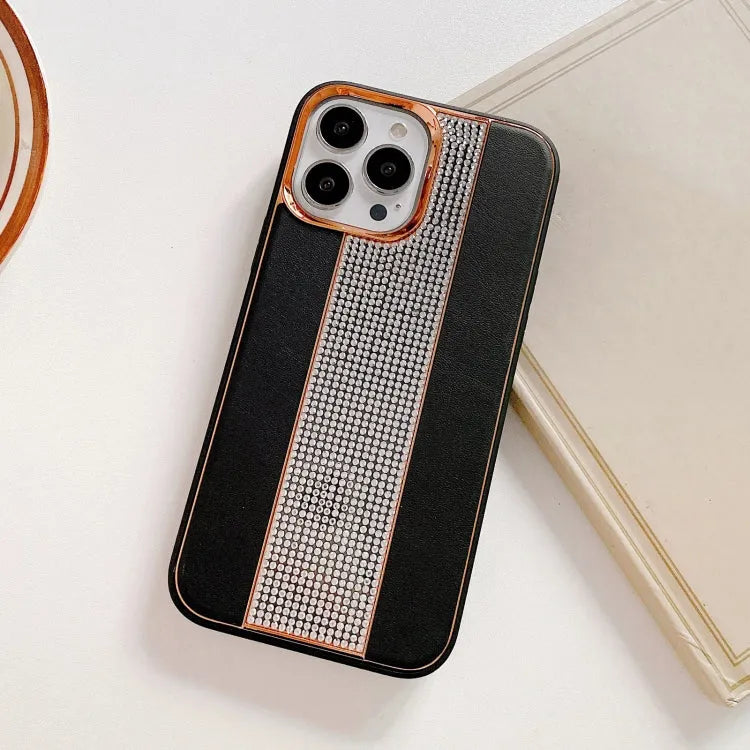 For Apple iPhone 13/14 Diamound Stripe Bling Case Black