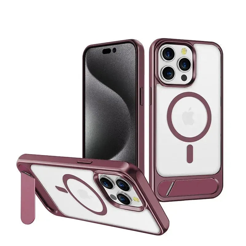 For Apple iPhone 14 Pro Max Aokus Magsafe Smudge Proof Stand Case Red