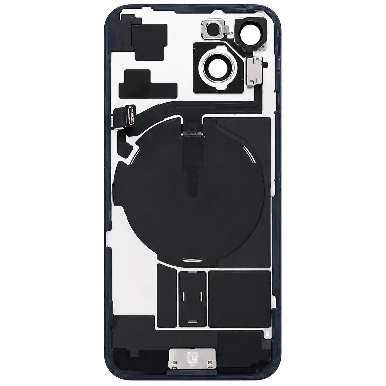 For Apple iPhone 15 Battery Cover Replacement Back With Flash Bracket & Wireless Charging Module – Black