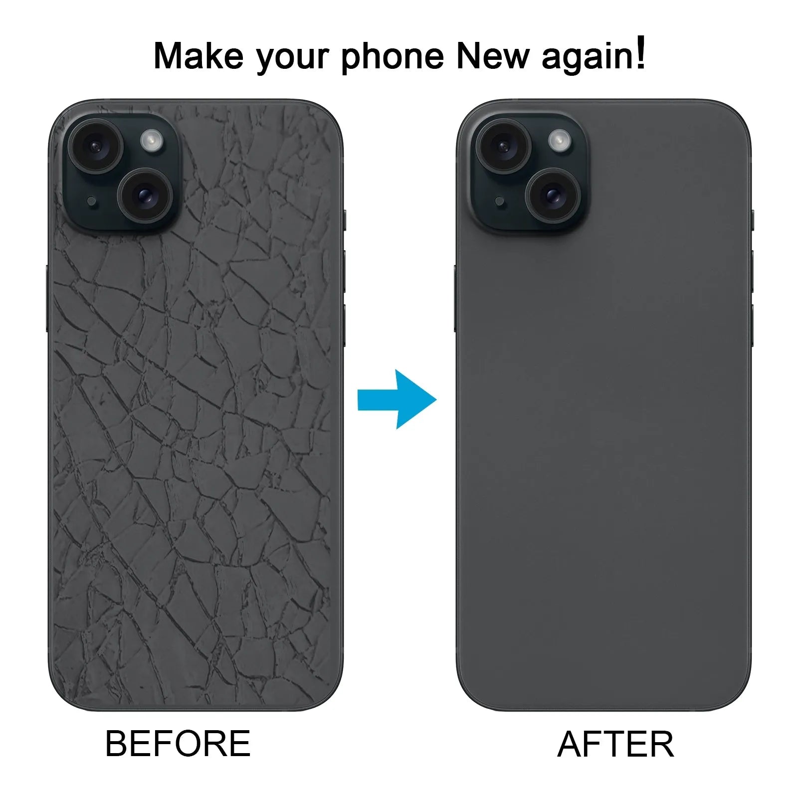 For Apple iPhone 15 Battery Cover Replacement Back With Flash Bracket & Wireless Charging Module – Black