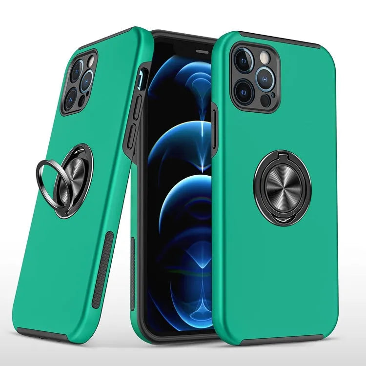 For Apple iPhone 15 Dual Layer Invisible Ring Case Green
