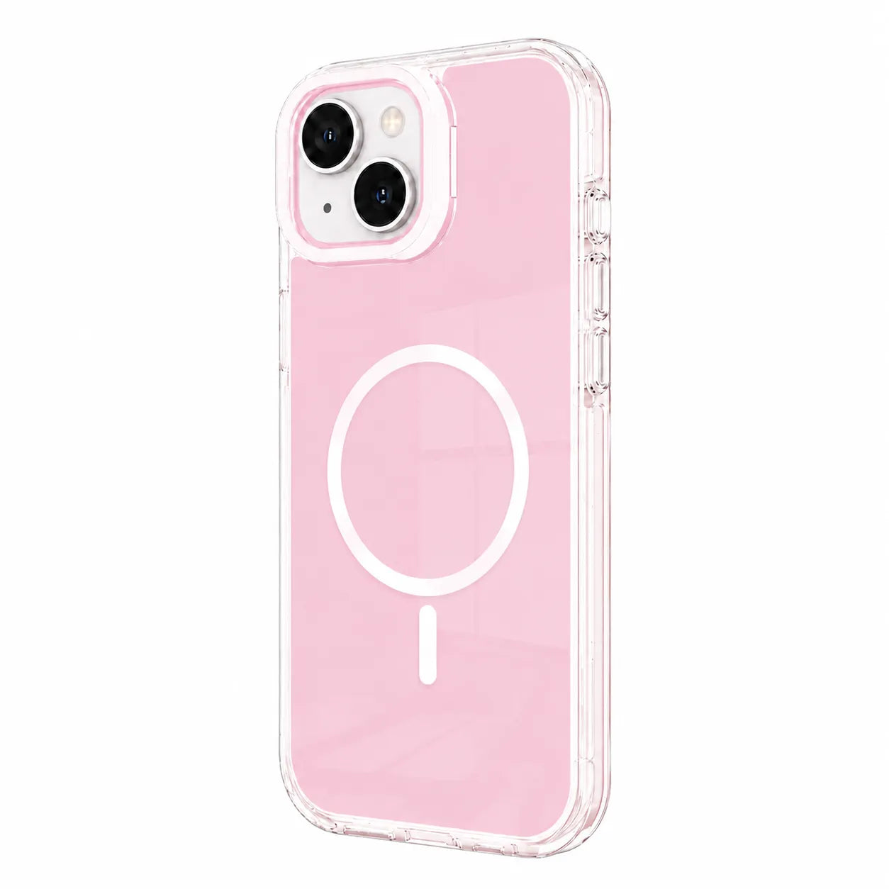 For Apple iPhone 15 Macaron Magsafe Case With Camera Stand Pink