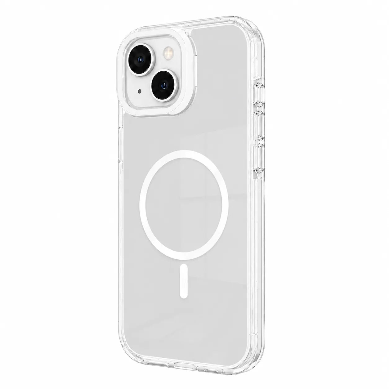 For Apple iPhone 15 Macaron Magsafe Case With Camera Stand White