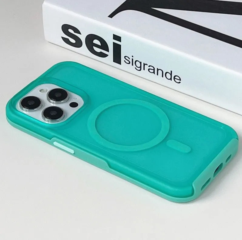 For Apple iPhone 15 Plus Magnetic Magsafe (Symmetry Silicone) Case Mint Green