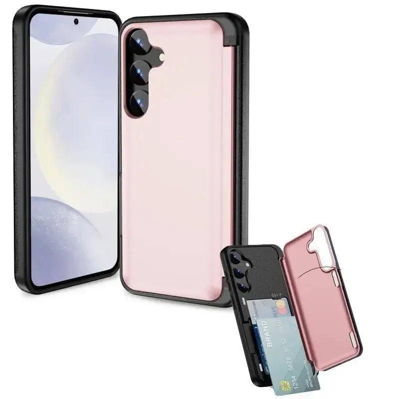 For Apple iPhone 15 Pro Flip Card Holder Case Pink