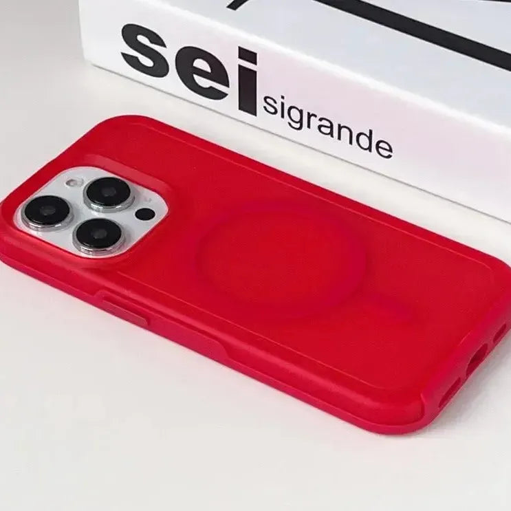 For Apple iPhone 15 Pro Magnetic Magsafe (Symmetry Silicone) Case Red