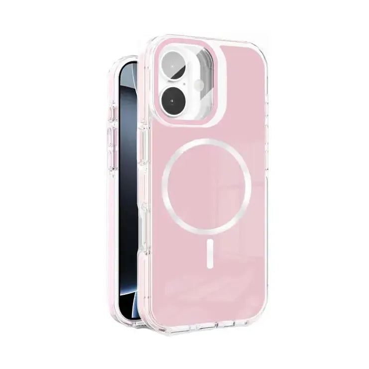 For Apple iPhone 15 Pro Max Macaron Magsafe Case With Camera Stand Pink
