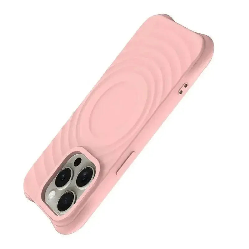 For Apple iPhone 15 Pro Max Ripple Liquid Silicon With Magsafe Case Pink