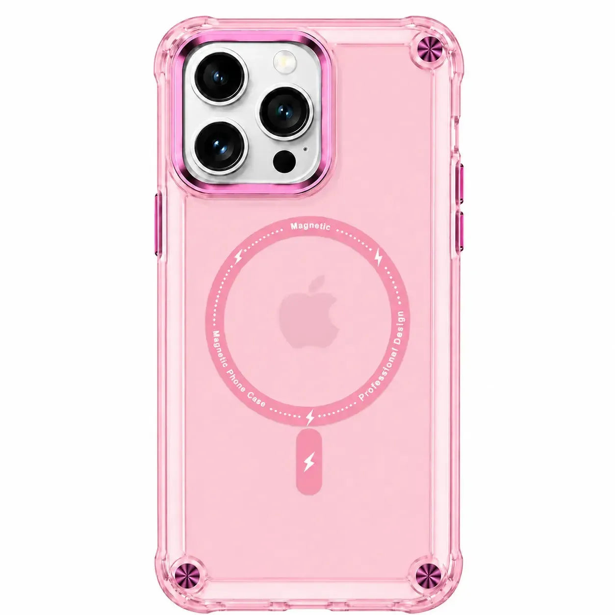 For Apple iPhone 15 Pro Max Shockproof Bumber Magsafe Case Pink