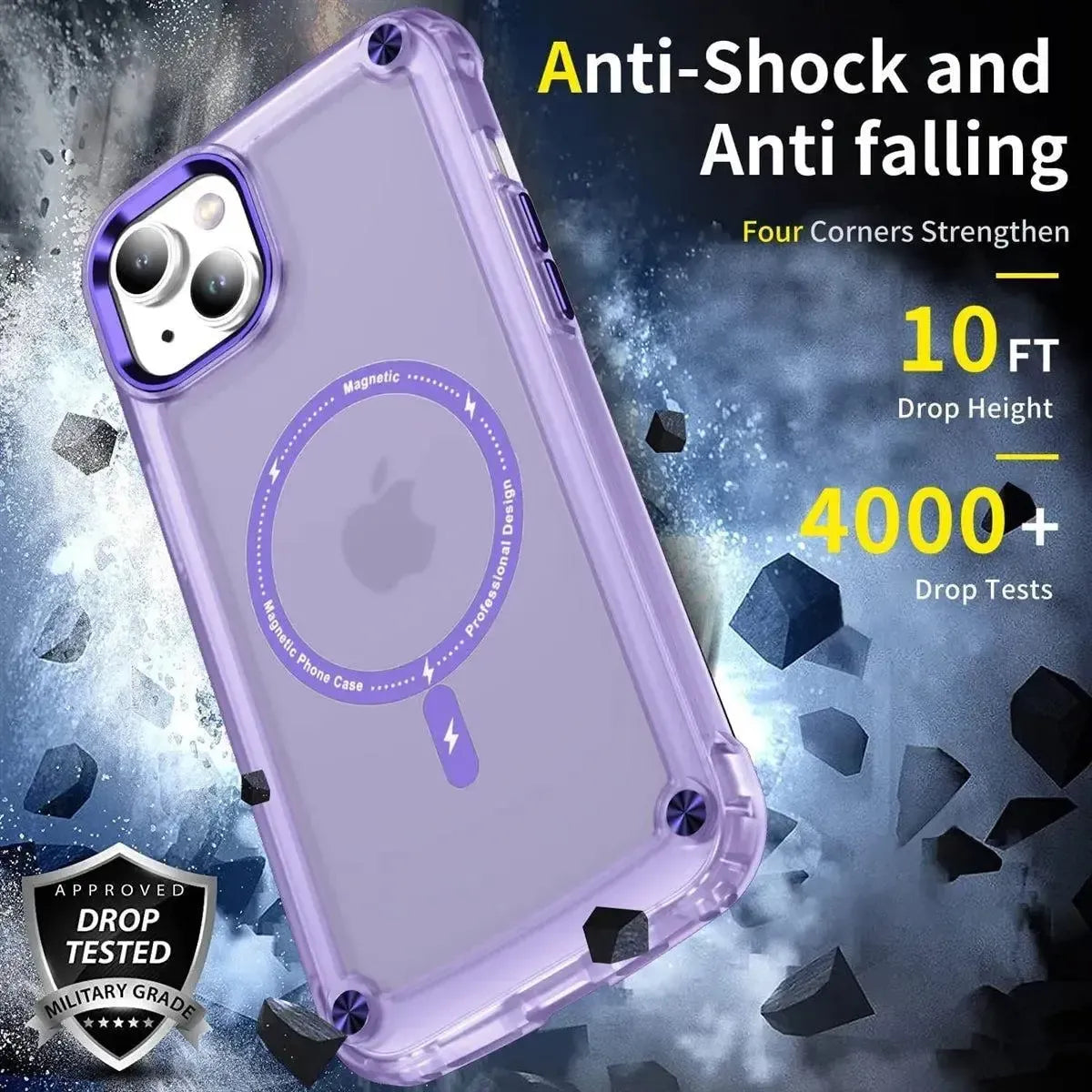 For Apple iPhone 15 Pro Max Shockproof Bumber Magsafe Case Purple