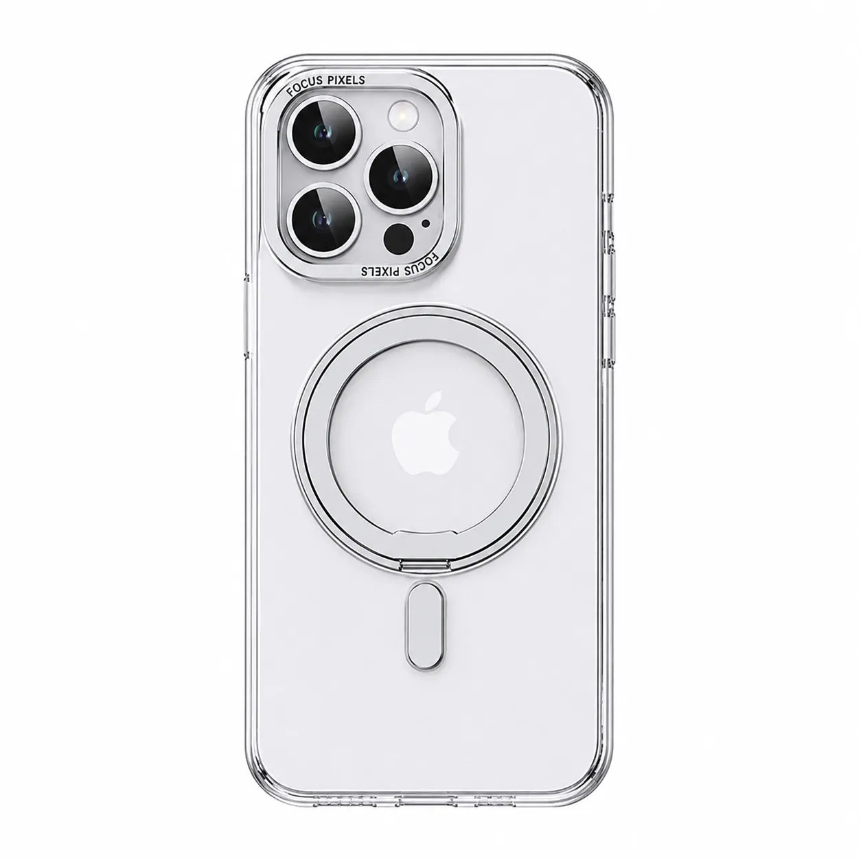 For Apple iPhone 15 Pro Smooth Silicon Rotating Stand Case White
