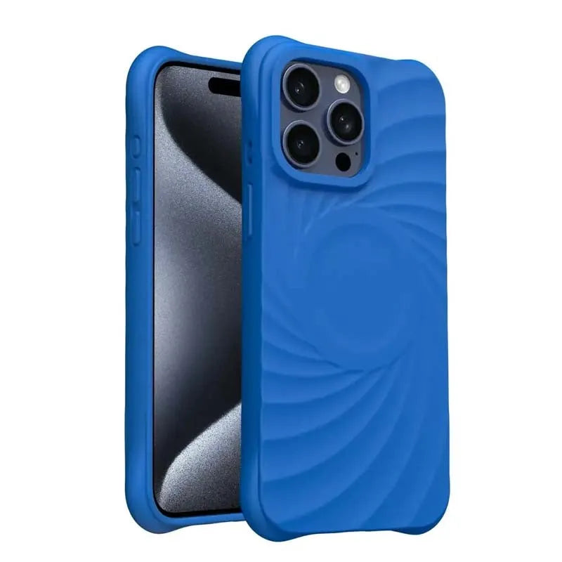 For Apple iPhone 15 Ripple Liquid Silicon With Magsafe Case Blue