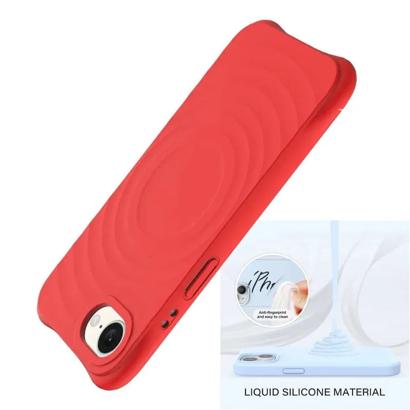 For Apple iPhone 15 Ripple Liquid Silicon With Magsafe Case Red