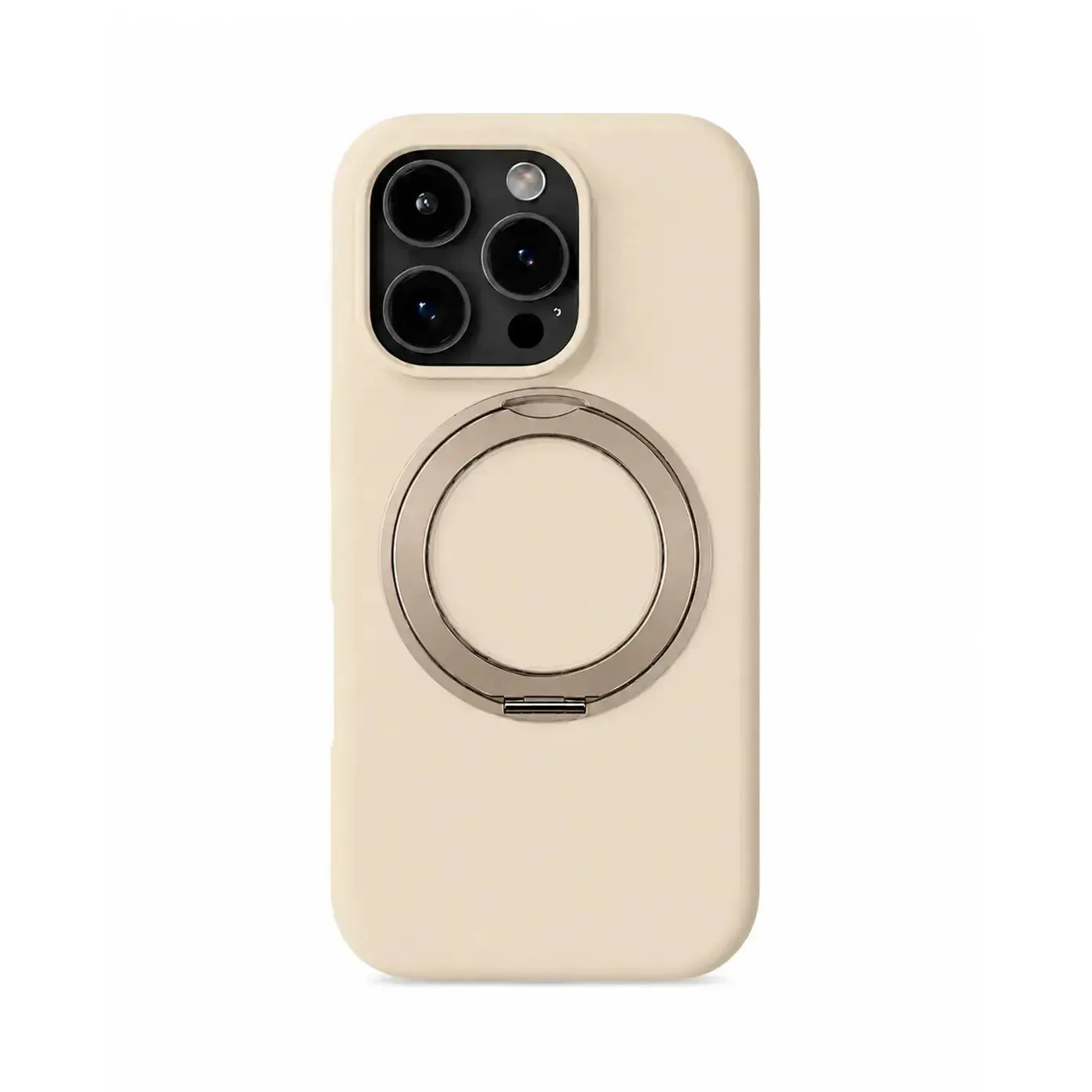 For Apple iPhone 15 Silicon Magsafe Falcrum Ring Case Beige