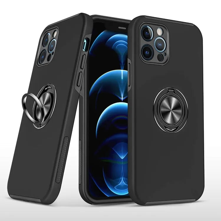 For Apple iPhone 16 Dual Layer Invisible Ring Case Black