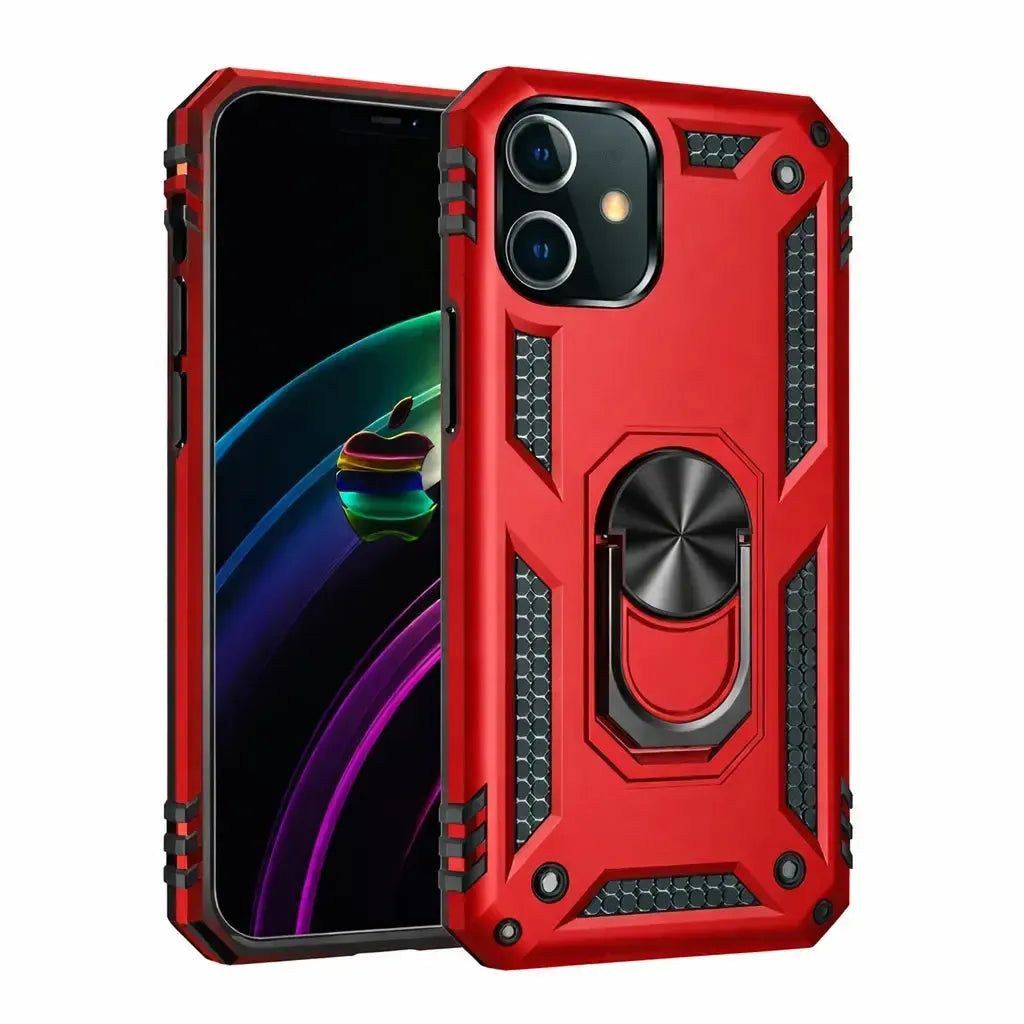 For Apple iPhone 16 Magnetic Car Mount Protective Ring Holder Case Red