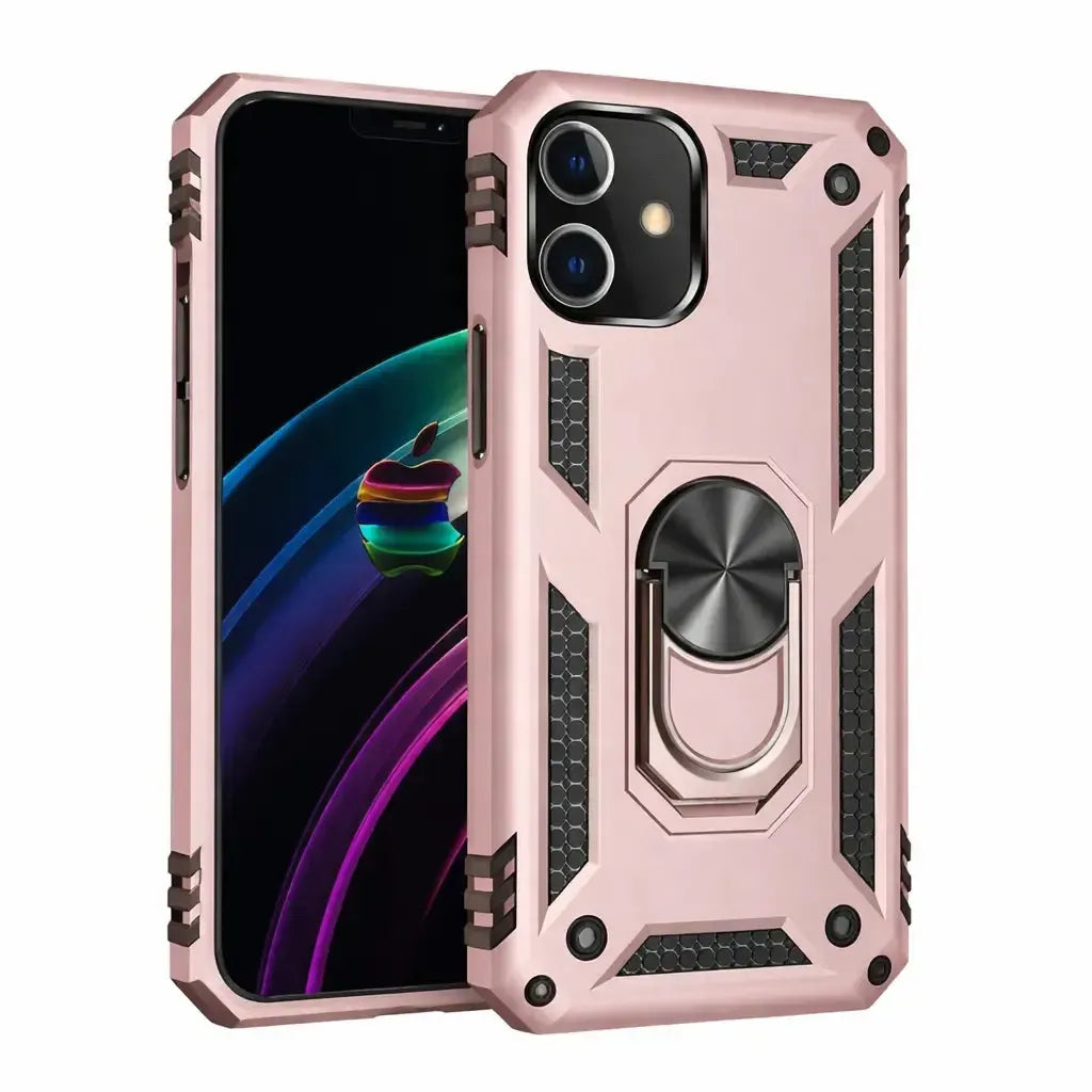 For Apple iPhone 16 Magnetic Car Mount Protective Ring Holder Case Rose Gold