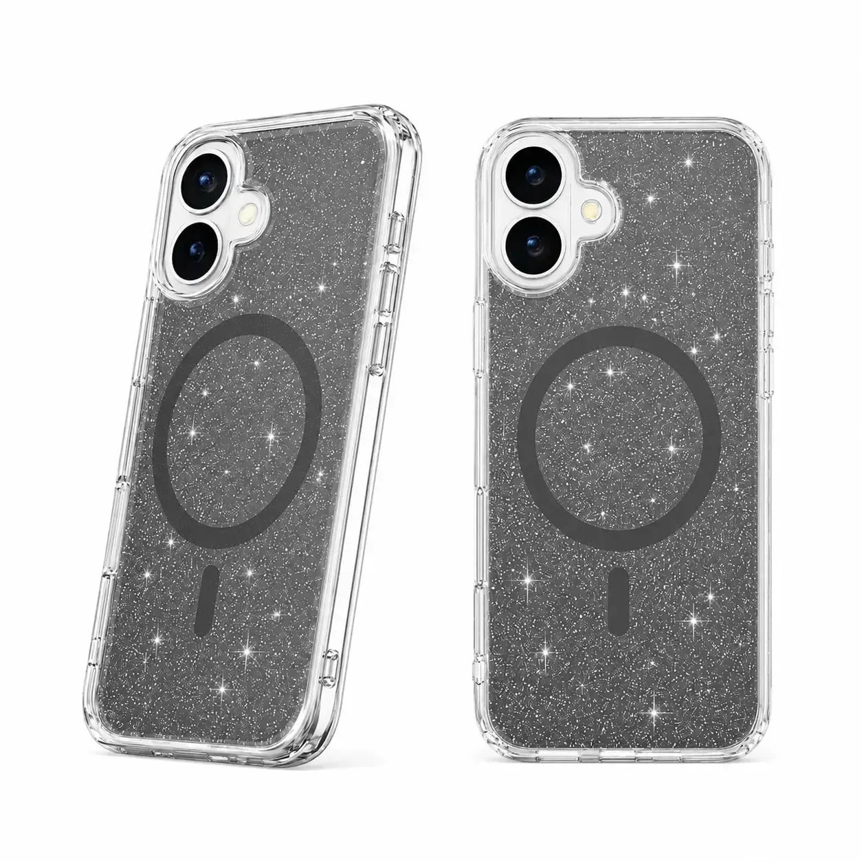 For Apple iPhone 16 Magsafe Magnetic Crystal Glitter Clear Case Transparent Black