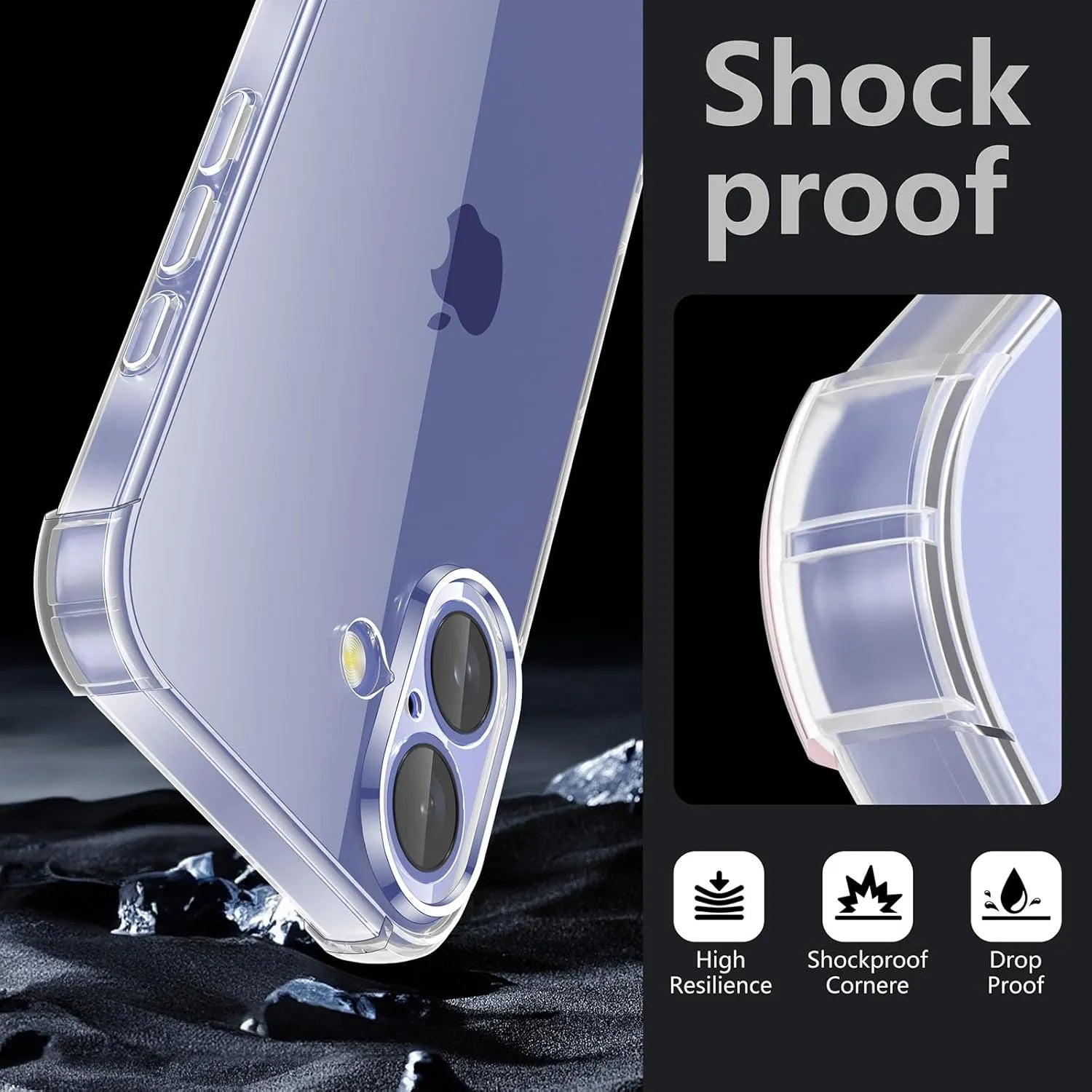 For Apple iPhone 16 Plus Shockproof Transparent Gel Case