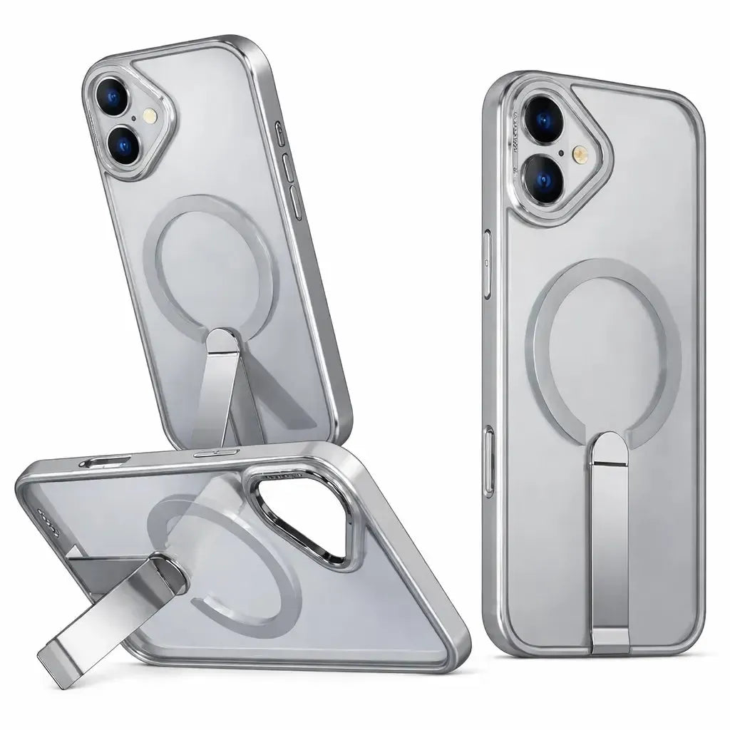 For Apple iPhone 16 Premium N52 Magsafe Magnetic Case With Stand Gray
