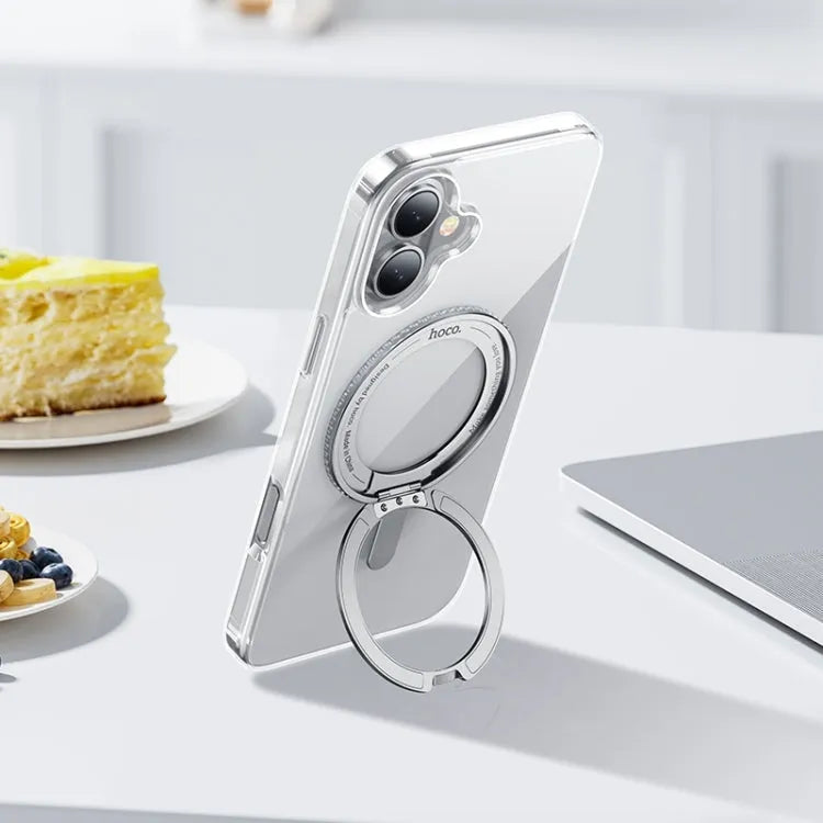 For Apple iPhone 16 Pro Hoco AS1 Magsafe 360 Magnetic Ring Case Transparent